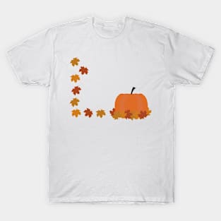 Pumpkin and fall leaves T-Shirt